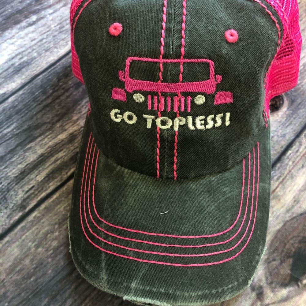 Pink Go Topless Jeep Trucker Hat
